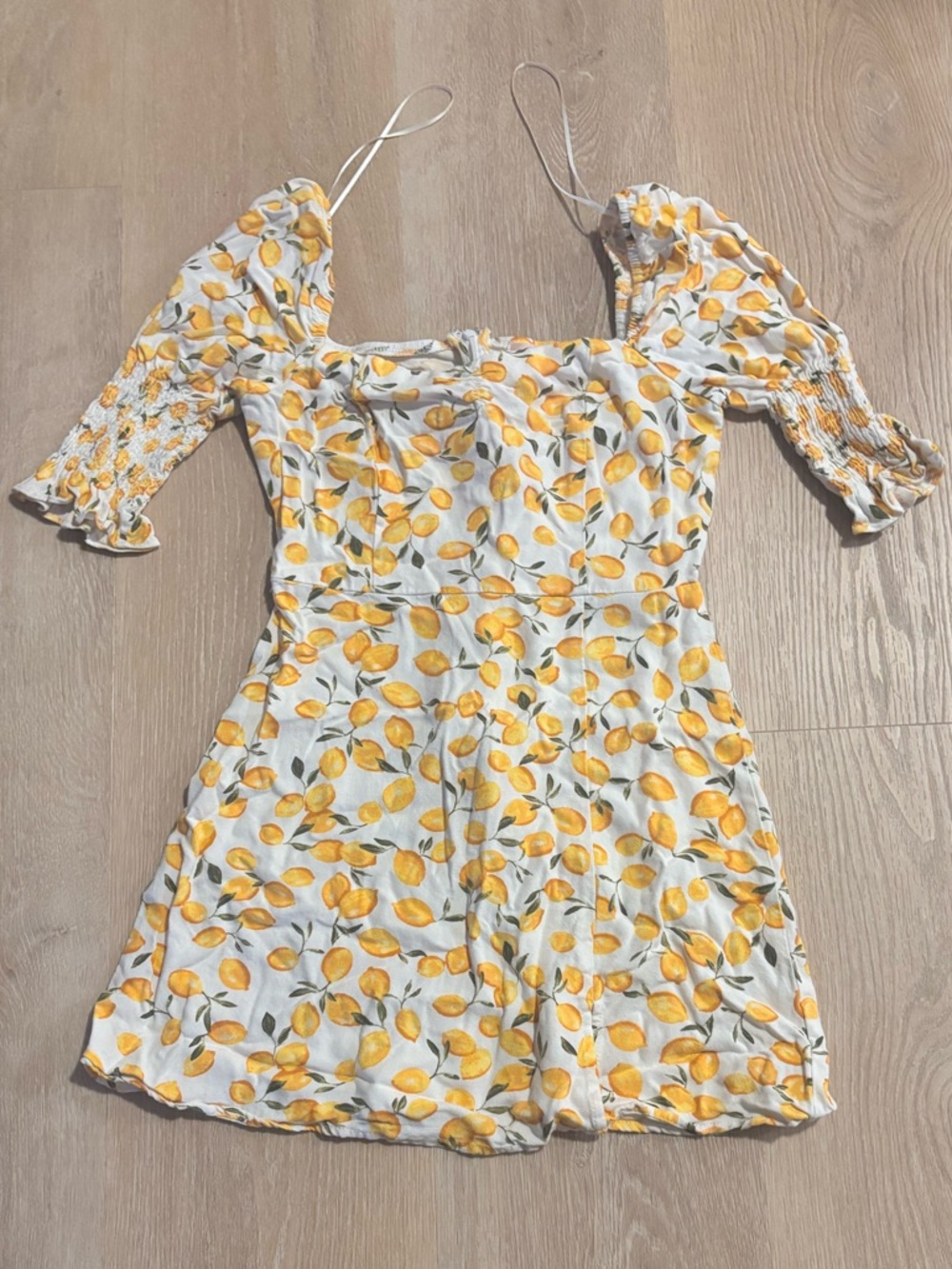 Mi Ami White Mini Dress with Yellow Lemon Print